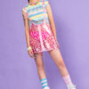 Chrysanthemum Print Transparent Vinyl Strap Skirt DR025
