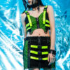 Buckle Zip Fishnet Reflective Skirt