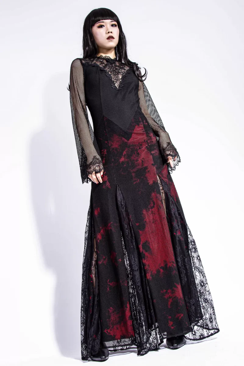 Gothic Slit Dye Mesh Dress DR003