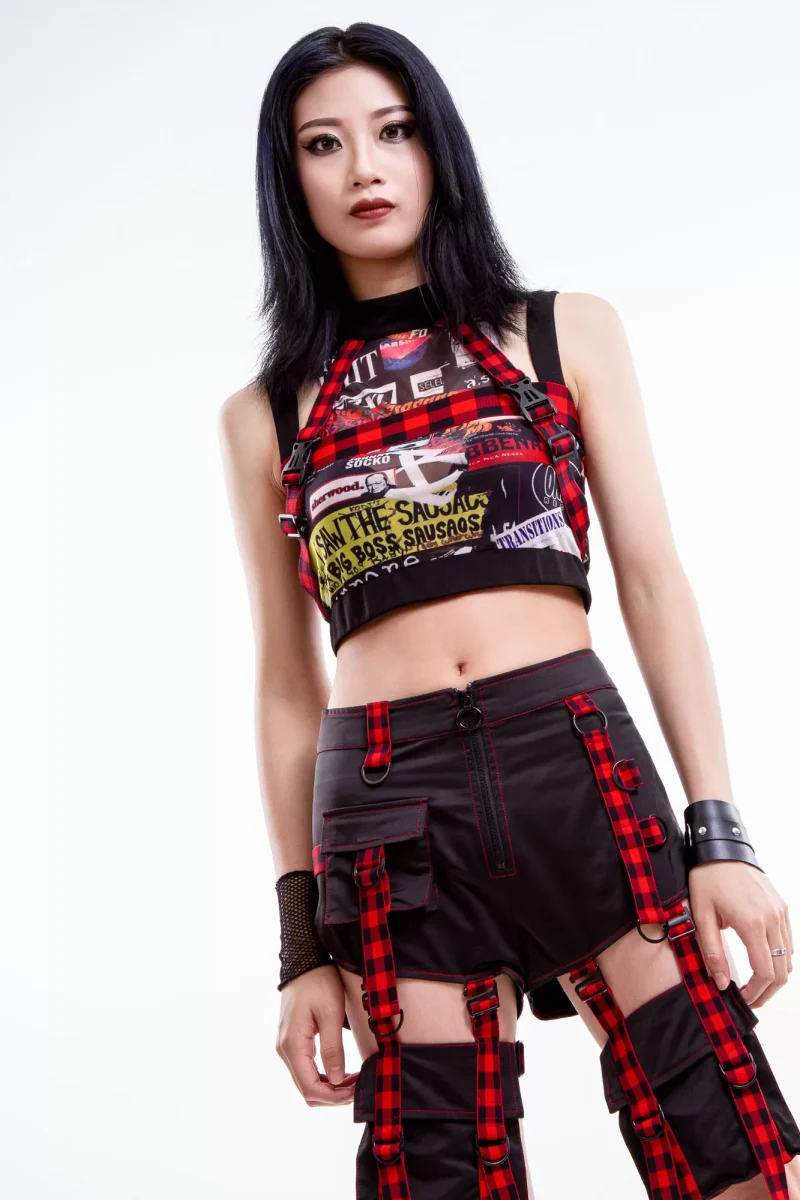 Punk Puzzle Print Mesh Camisole SE016UP