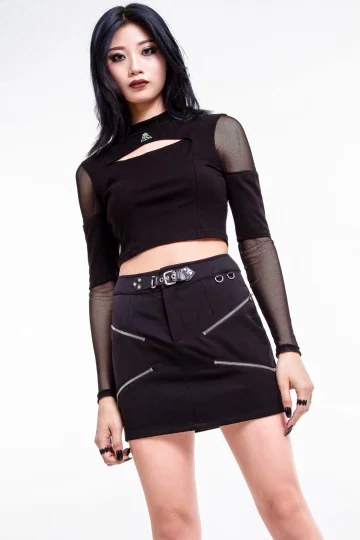 Punk Short Hip Skirt With Cross Zip Closure SK012