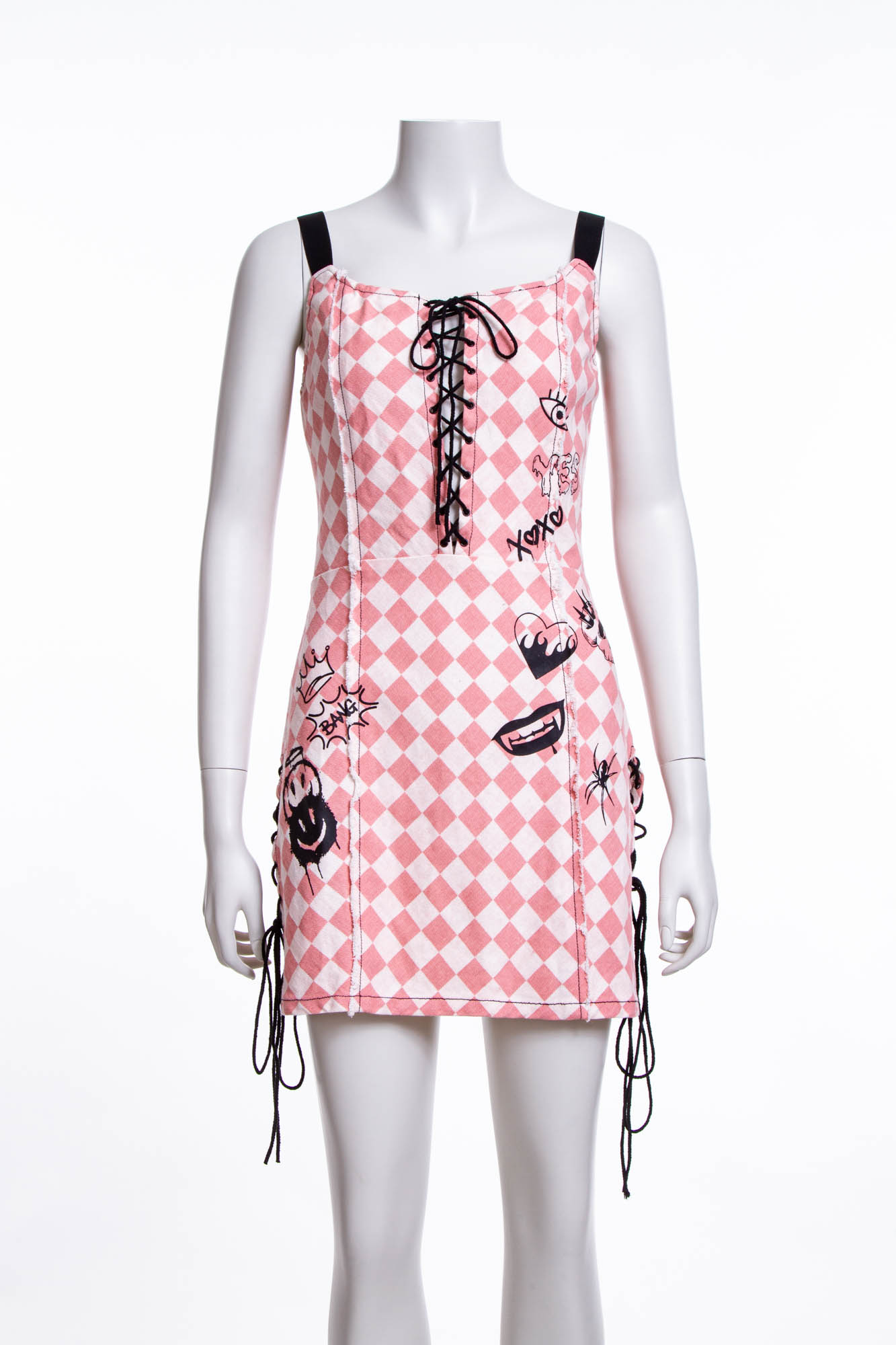 Twill check print punk dress DR204