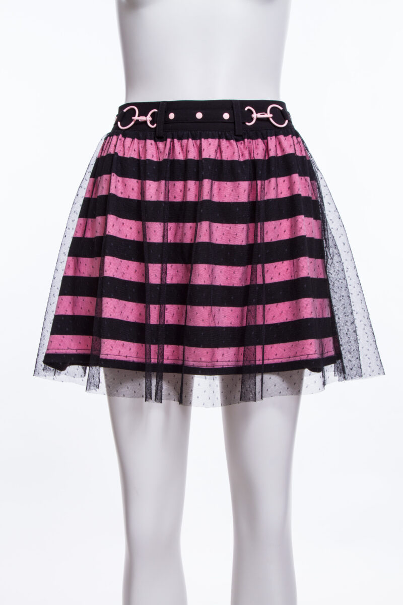 Punk dot mesh striped skirt-SK201