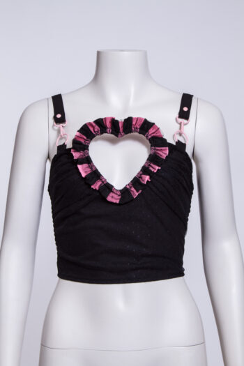 Cute polka dot mesh sand heart-shaped vest