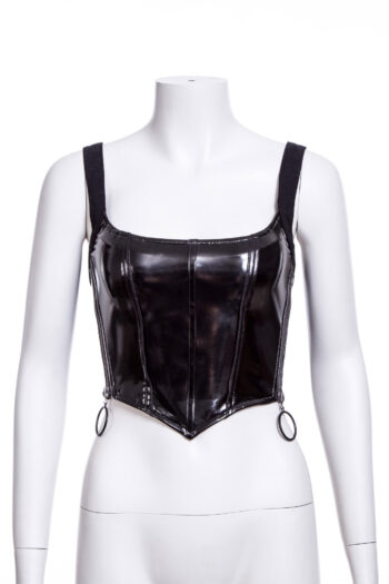 Punk batwing stretch patent-leather vest