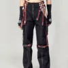 Punk Girl Show Waist Mesh Tape Work Pants TR201R