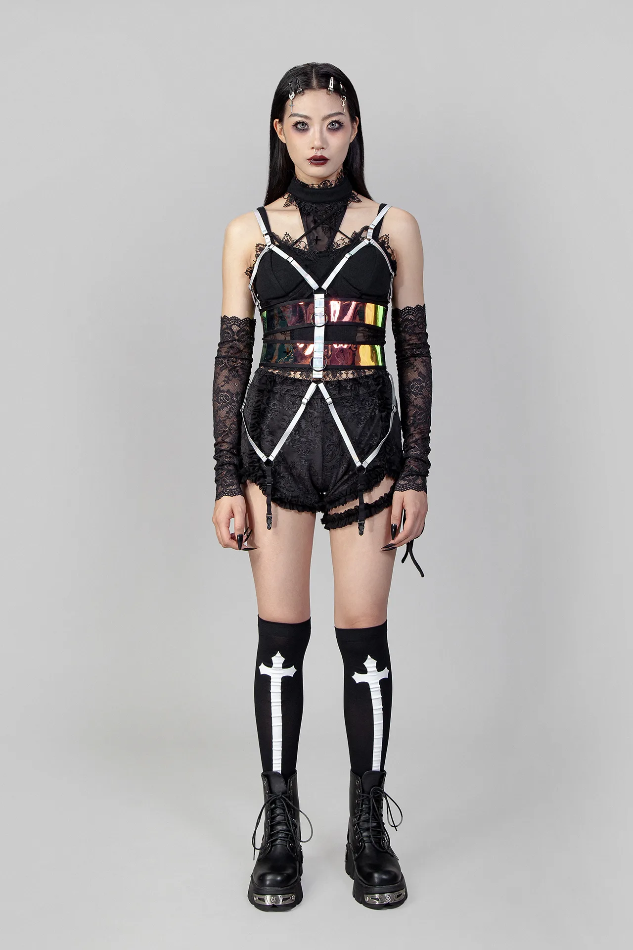 Sexy outer corset conjoined suspenders VE203C