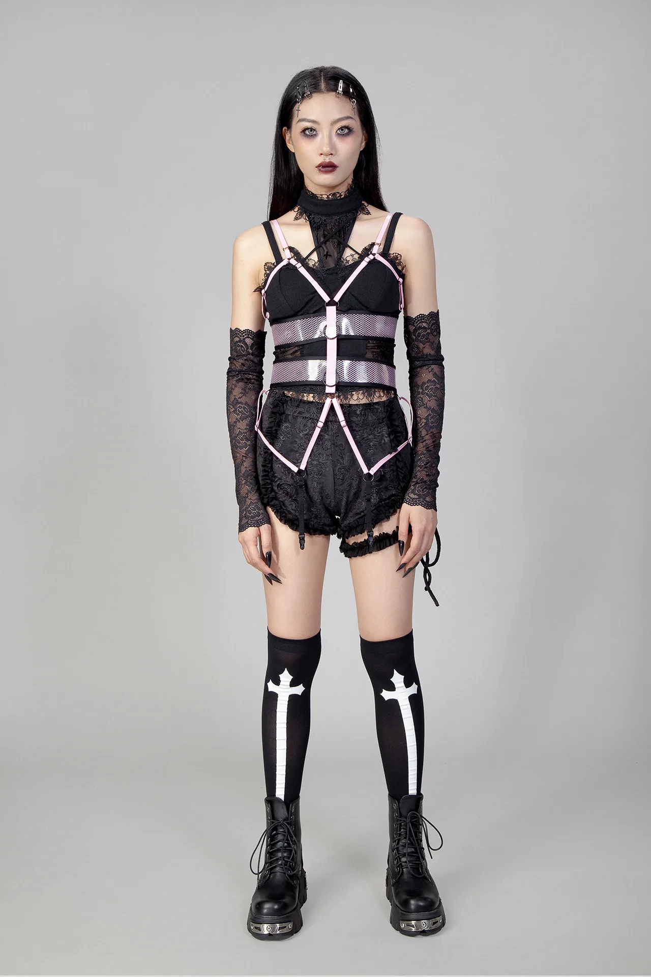 Sexy outer corset conjoined suspenders VE203P