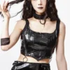 Punk batwing stretch patent-leather vest VE207B