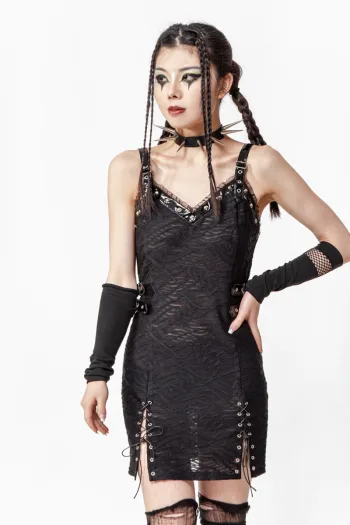 Gothic Hollow Jacquard Dress DR301BK