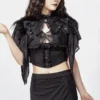 Gothic Leather Shawl with Feather Sleeve VE305BK