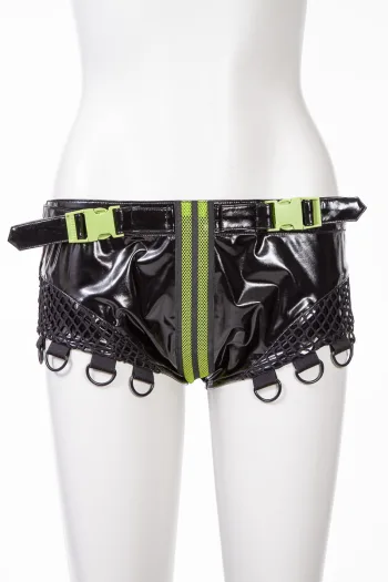 Punk Fishnet Bright Leather Hot Pants SS302BG