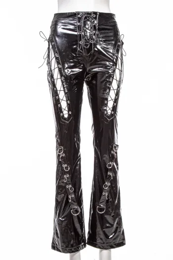 Lace-Up Leather Pants TR302BK