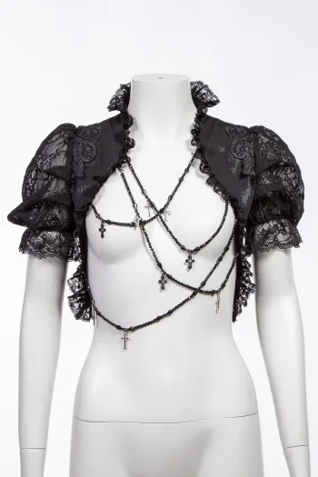 Gothic Lace Cross Chain Shawl VE304BK