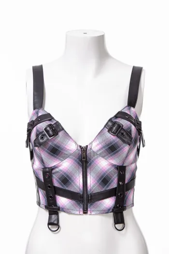 Punk Plaid Buckle Vest VE308BP