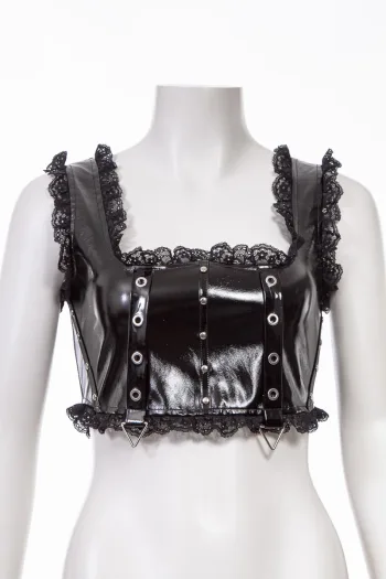 Gothic Lace Patent Leather Vest VE313BK