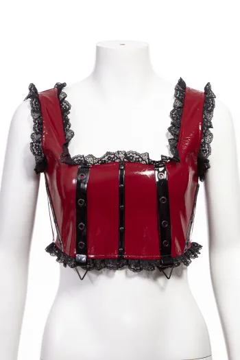 Gothic Lace Patent Leather Vest VE313BR