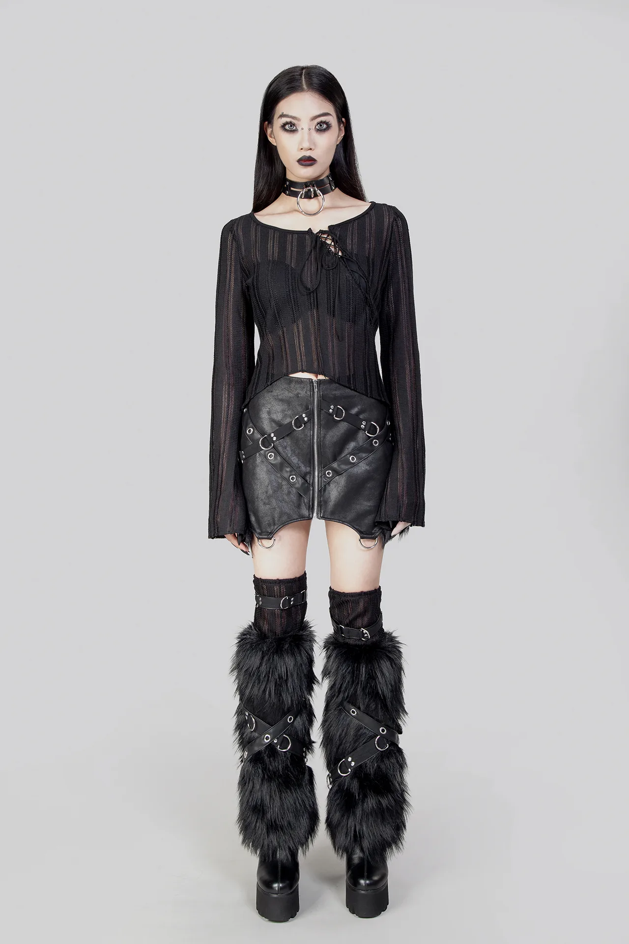 Gothic front slit strappy long top TS2421